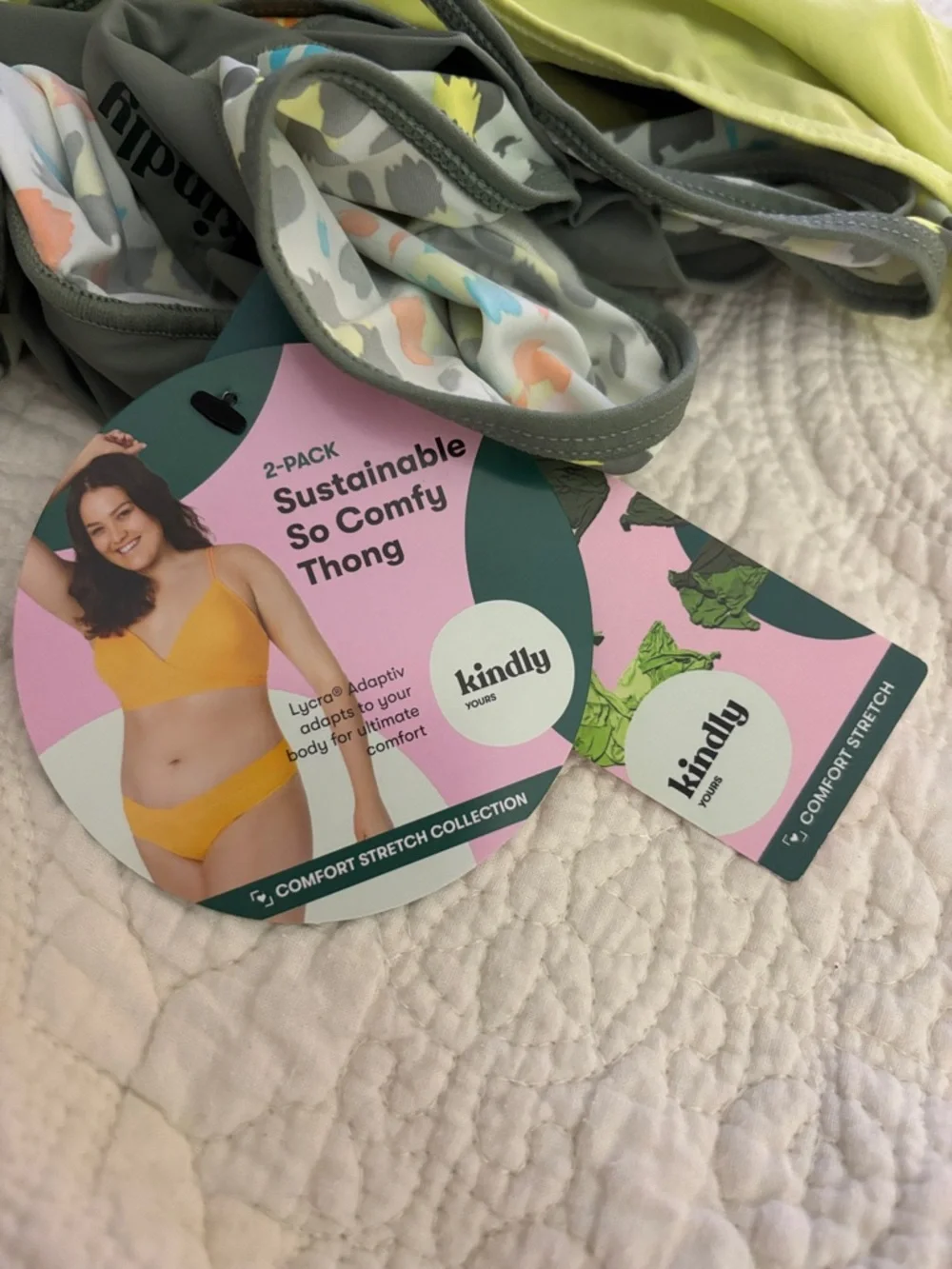 Kindly Yours Women's So Comfy Crossover Waist Thong Panties, 2-Pack